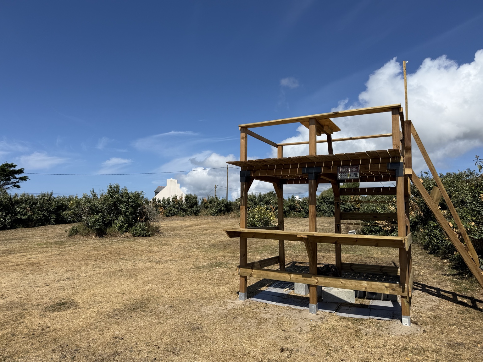 Structure de bar extérieur en bois dans un jardin